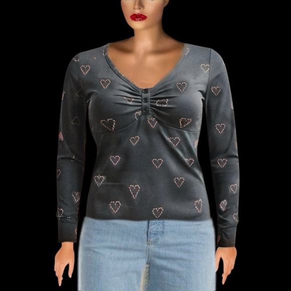 TORRID Candy Canes Thermal V-Neck Long Sleeve Cinched‎ Henley NWT Size 2X - Picture 10 of 13